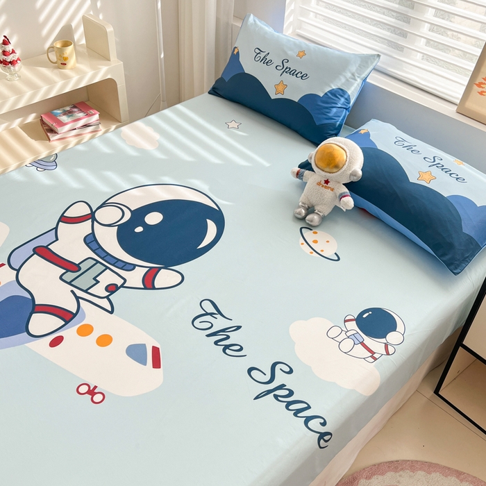 91家纺网 家纺一手货源 找家纺 孩子王家纺 2026新款卡通全棉纯棉专版太空人印花单床笠床笠单件单品床笠 星际征程