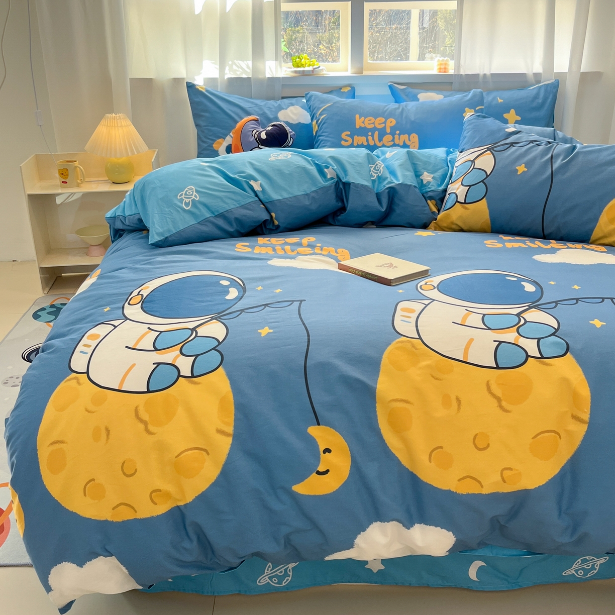 91家纺网 家纺一手货源 找家纺 （总）孩子王家纺 2026新款卡通活性亲全棉纯棉专版太空人恐龙系列四件套