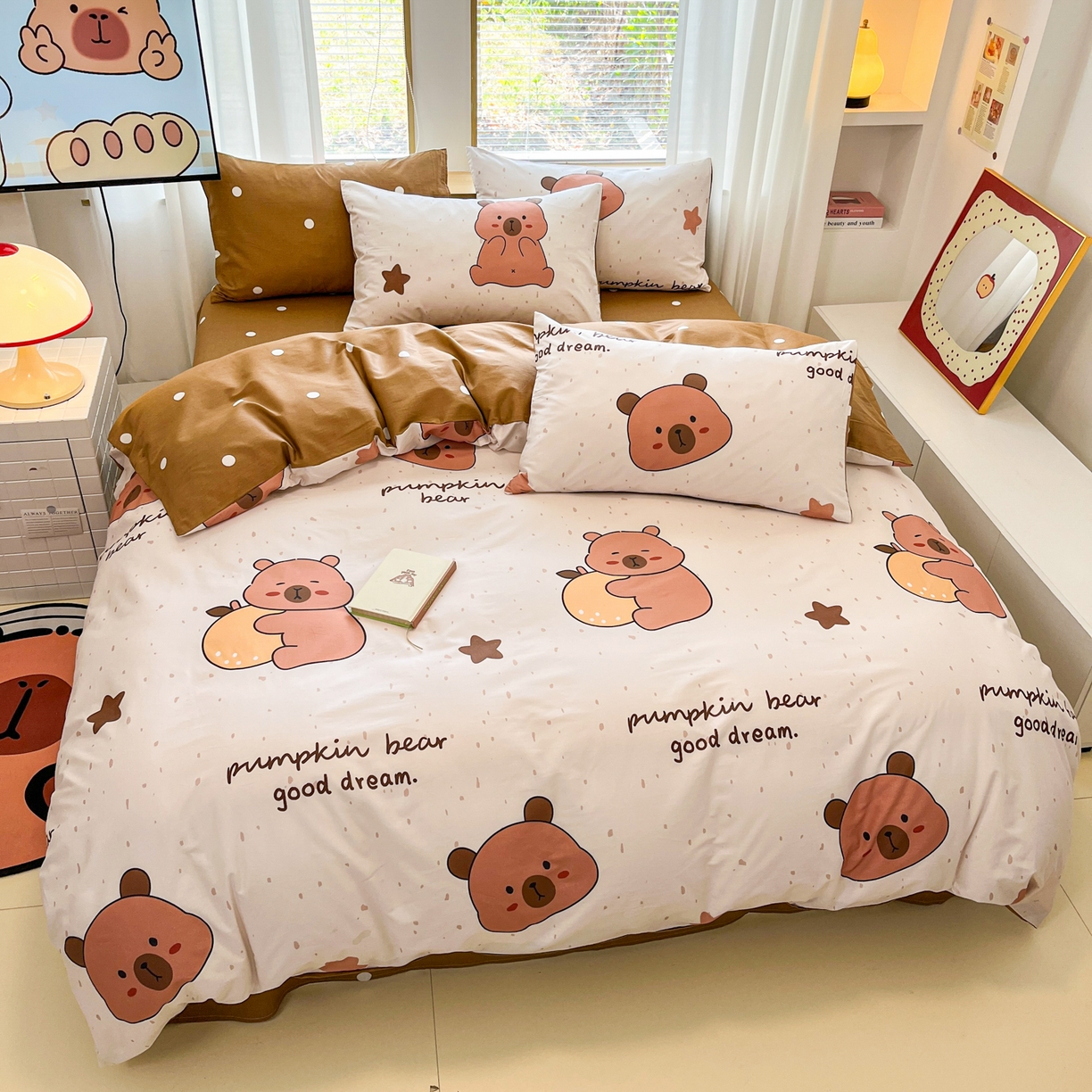 91家纺网 家纺一手货源 找家纺 孩子王家纺 2026新款卡通活性亲全棉纯棉专版太空人恐龙系列四件套 调皮卡皮