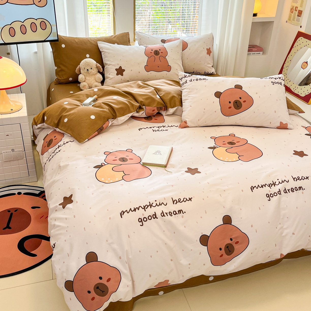 91家纺网 家纺一手货源 找家纺 孩子王家纺 2026新款卡通活性亲全棉纯棉专版太空人恐龙系列四件套 调皮卡皮