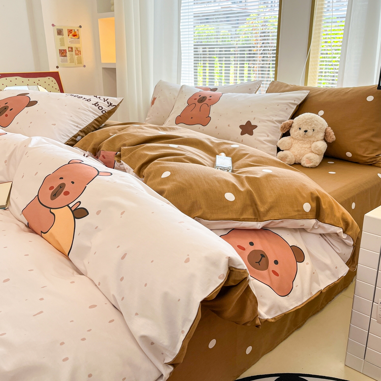 91家纺网 家纺一手货源 找家纺 孩子王家纺 2026新款卡通活性亲全棉纯棉专版太空人恐龙系列四件套 调皮卡皮