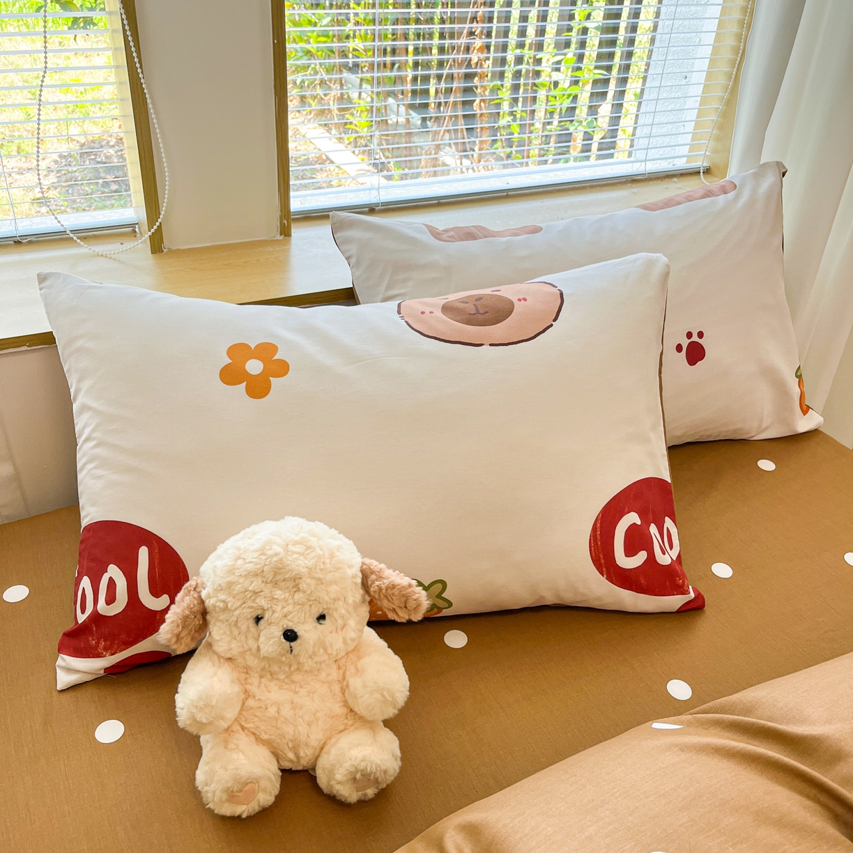 91家纺网 家纺一手货源 找家纺 孩子王家纺 2026新款卡通活性亲全棉纯棉专版太空人恐龙系列四件套 乖巧卡皮