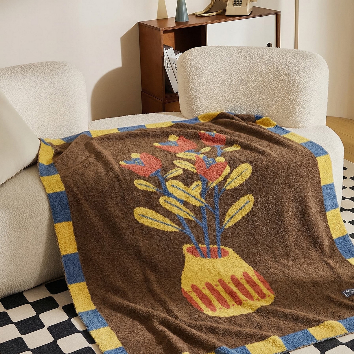 91家纺网 家纺一手货源 找家纺 （总）暖绵绵家纺 2026新款艺术风沙发盖毯卧室装饰毯-图利普（券后/折后零售价不得低于173元）