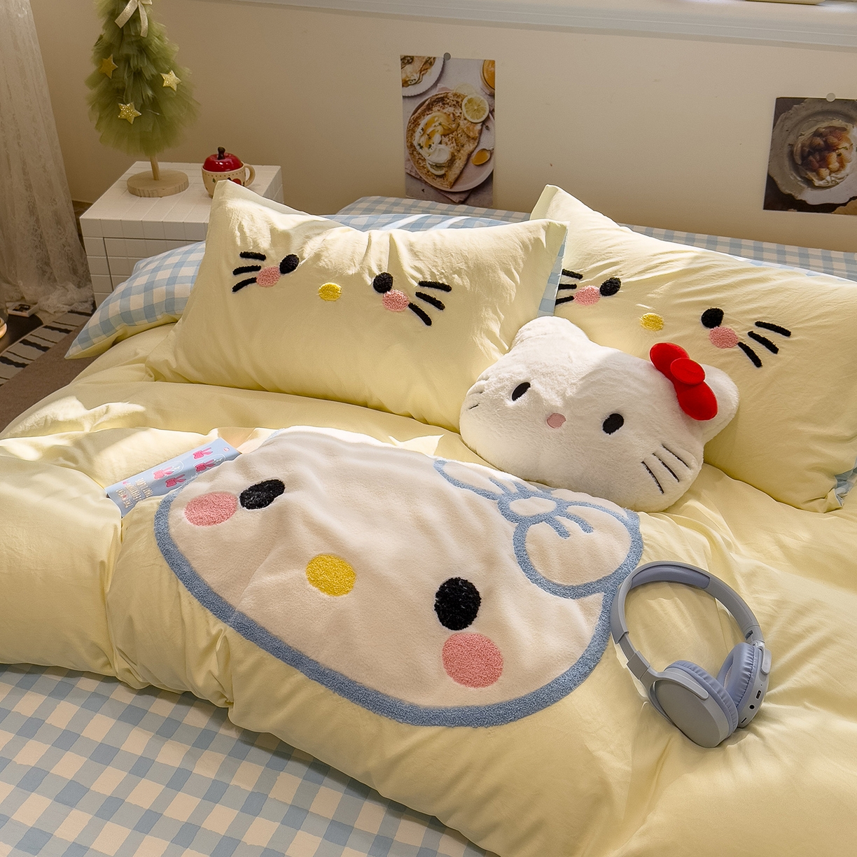 91家纺网 家纺一手货源 找家纺 （总）曼谷家纺 2026年 水洗棉兔毛贴布绣萌小甜四件套被套床单学生双人