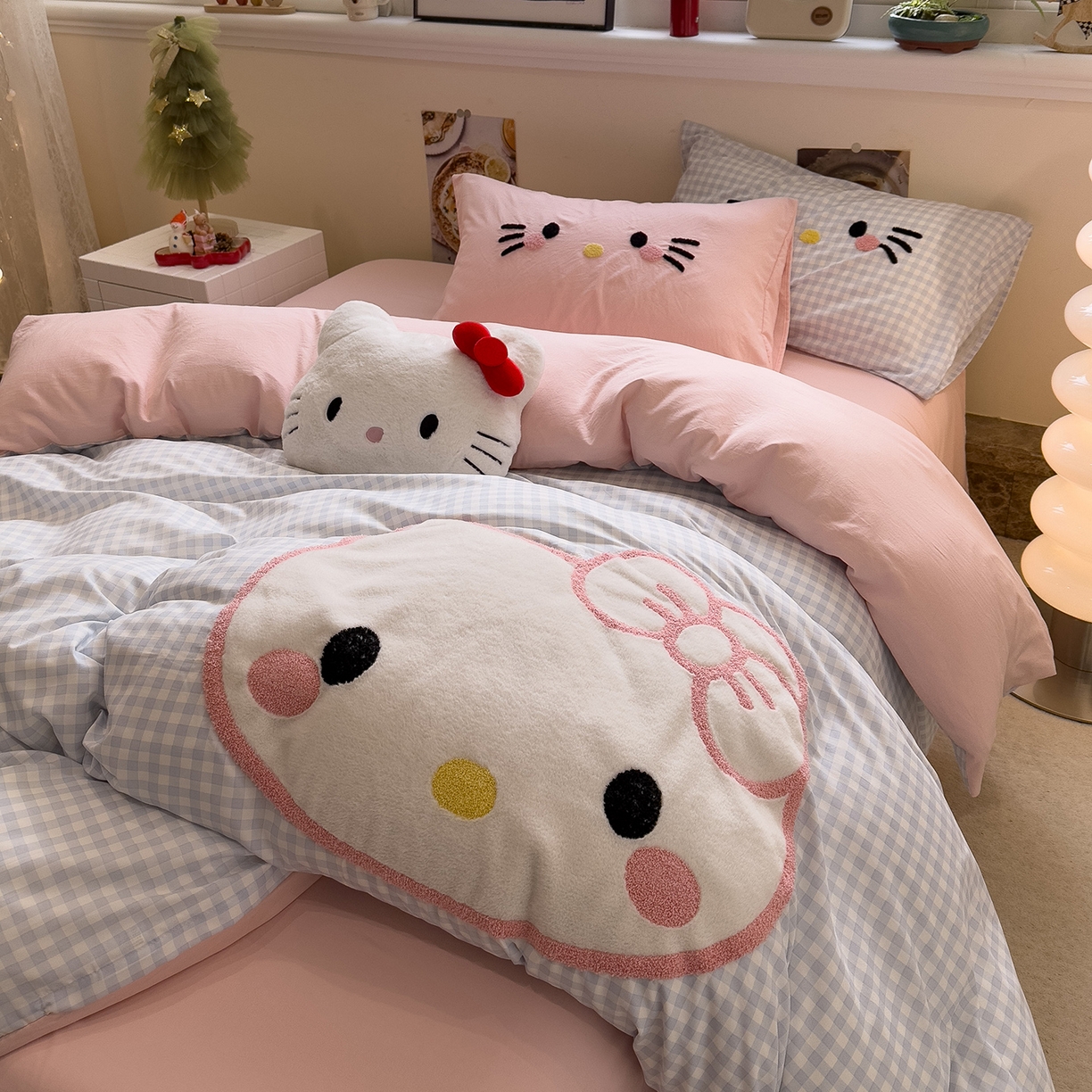 91家纺网 家纺一手货源 找家纺 （总）曼谷家纺 2026年 水洗棉兔毛贴布绣萌小甜四件套被套床单学生双人