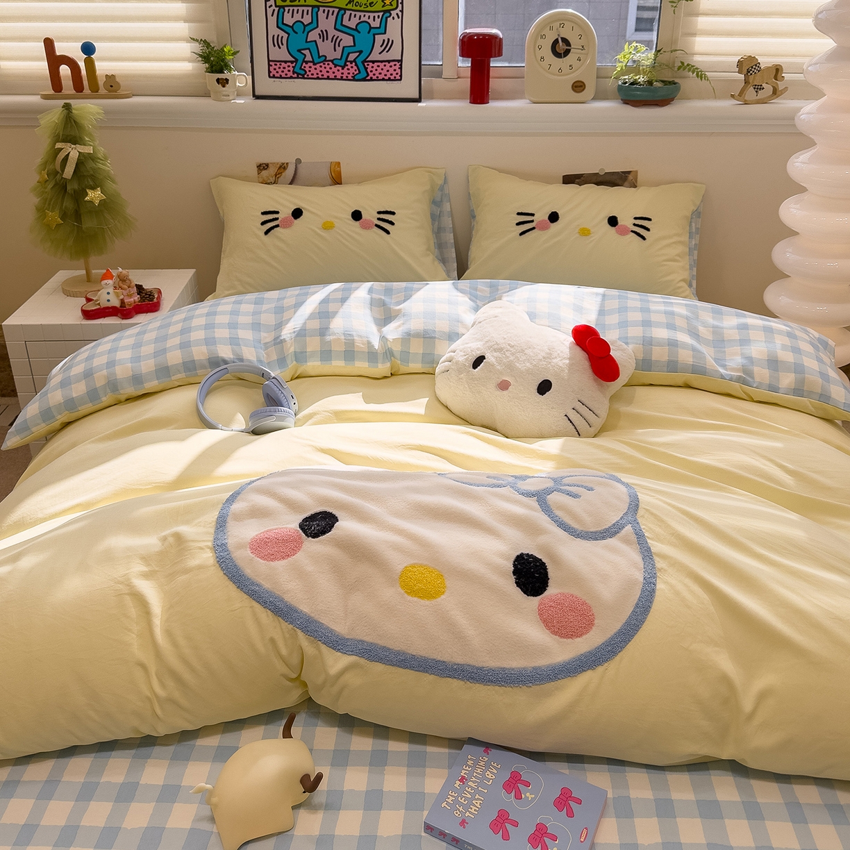 91家纺网 家纺一手货源 找家纺 （总）曼谷家纺 2026年 水洗棉兔毛贴布绣萌小甜四件套被套床单学生双人