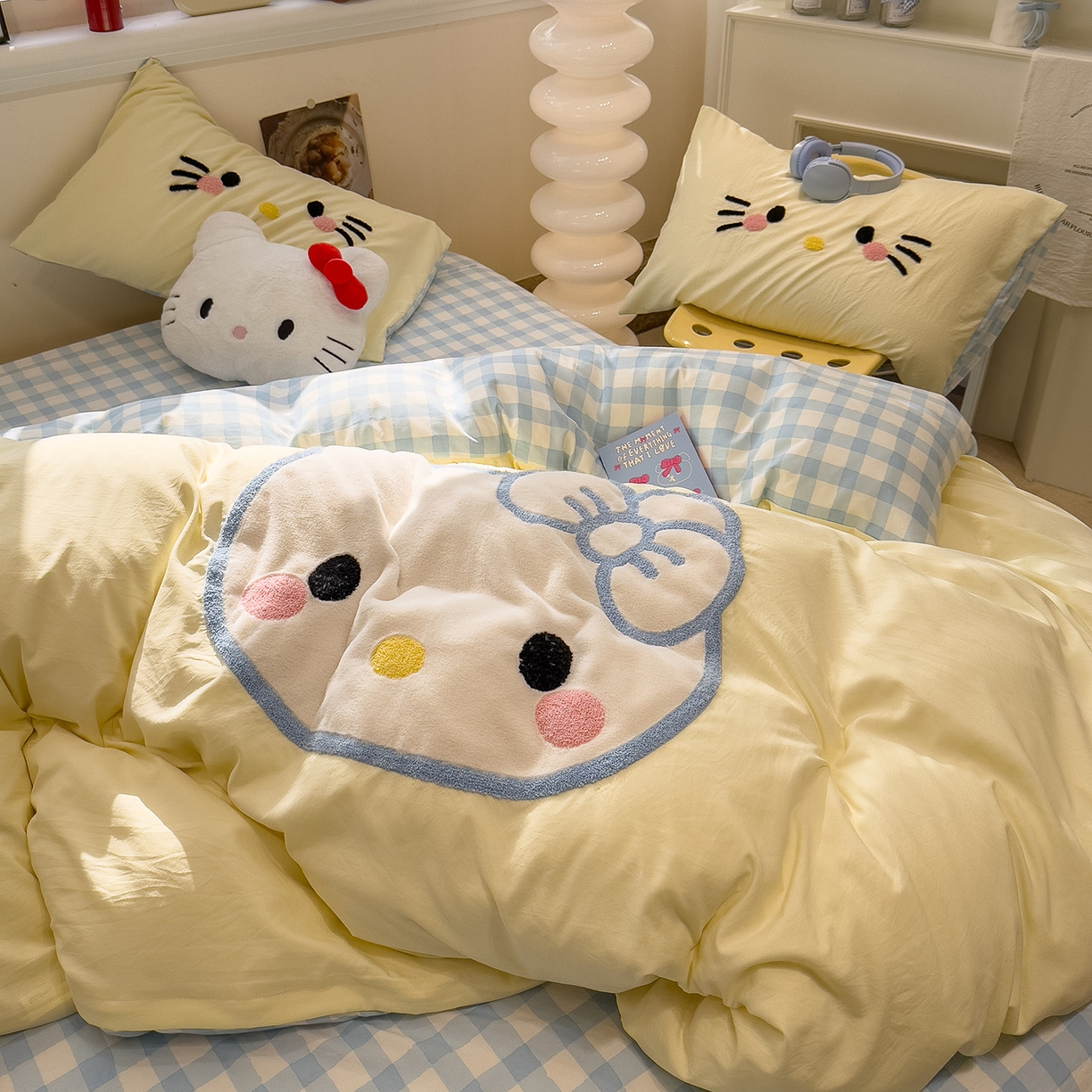 91家纺网 家纺一手货源 找家纺 （总）曼谷家纺 2026年 水洗棉兔毛贴布绣萌小甜四件套被套床单学生双人