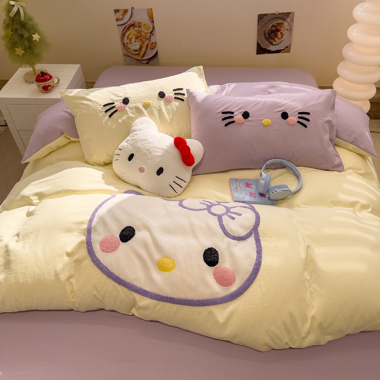 91家纺网 家纺一手货源 找家纺 曼谷家纺 2026年 水洗棉兔毛贴布绣萌小甜四件套被套床单学生双人 萌小甜-芝士紫