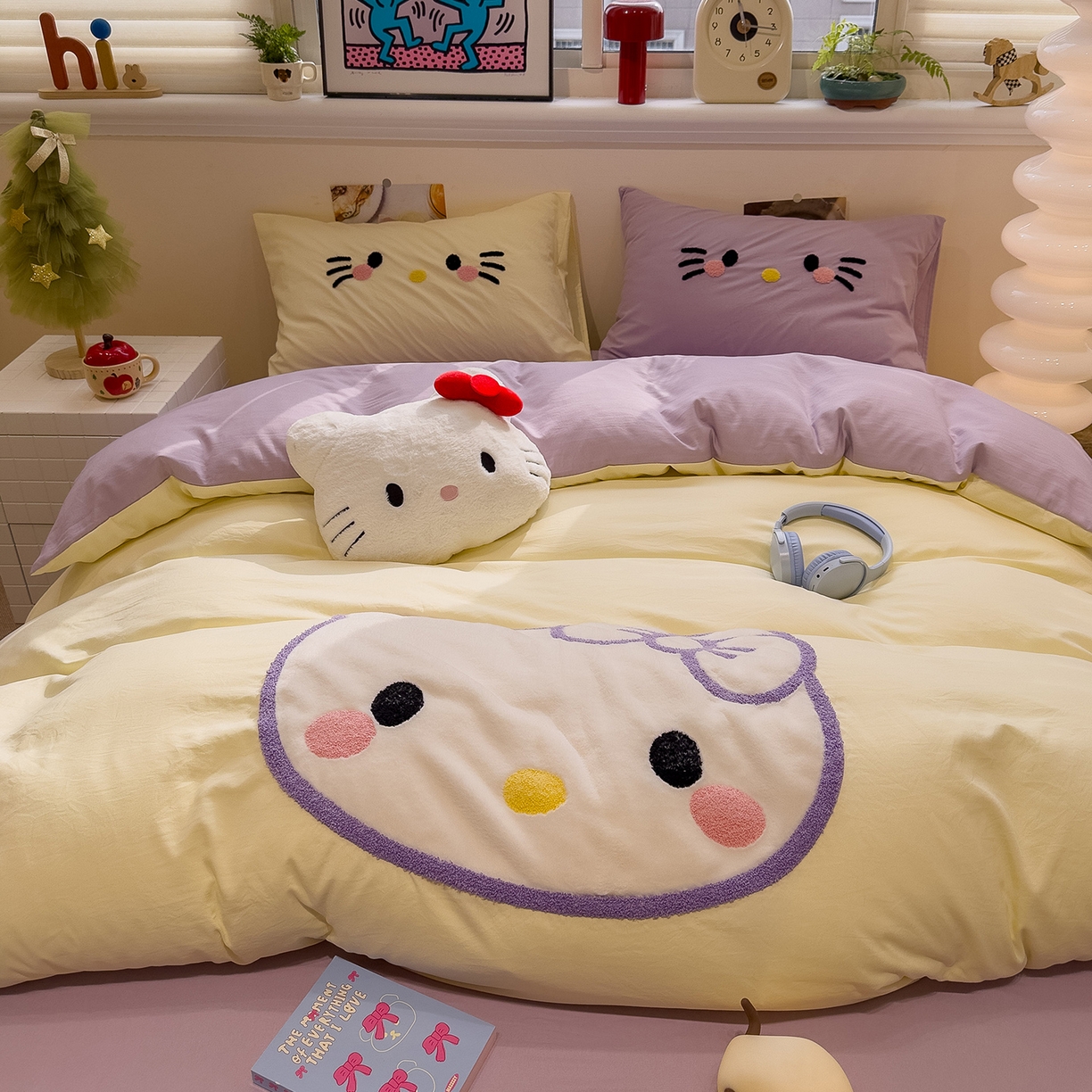 91家纺网 家纺一手货源 找家纺 曼谷家纺 2026年 水洗棉兔毛贴布绣萌小甜四件套被套床单学生双人 萌小甜-芝士紫