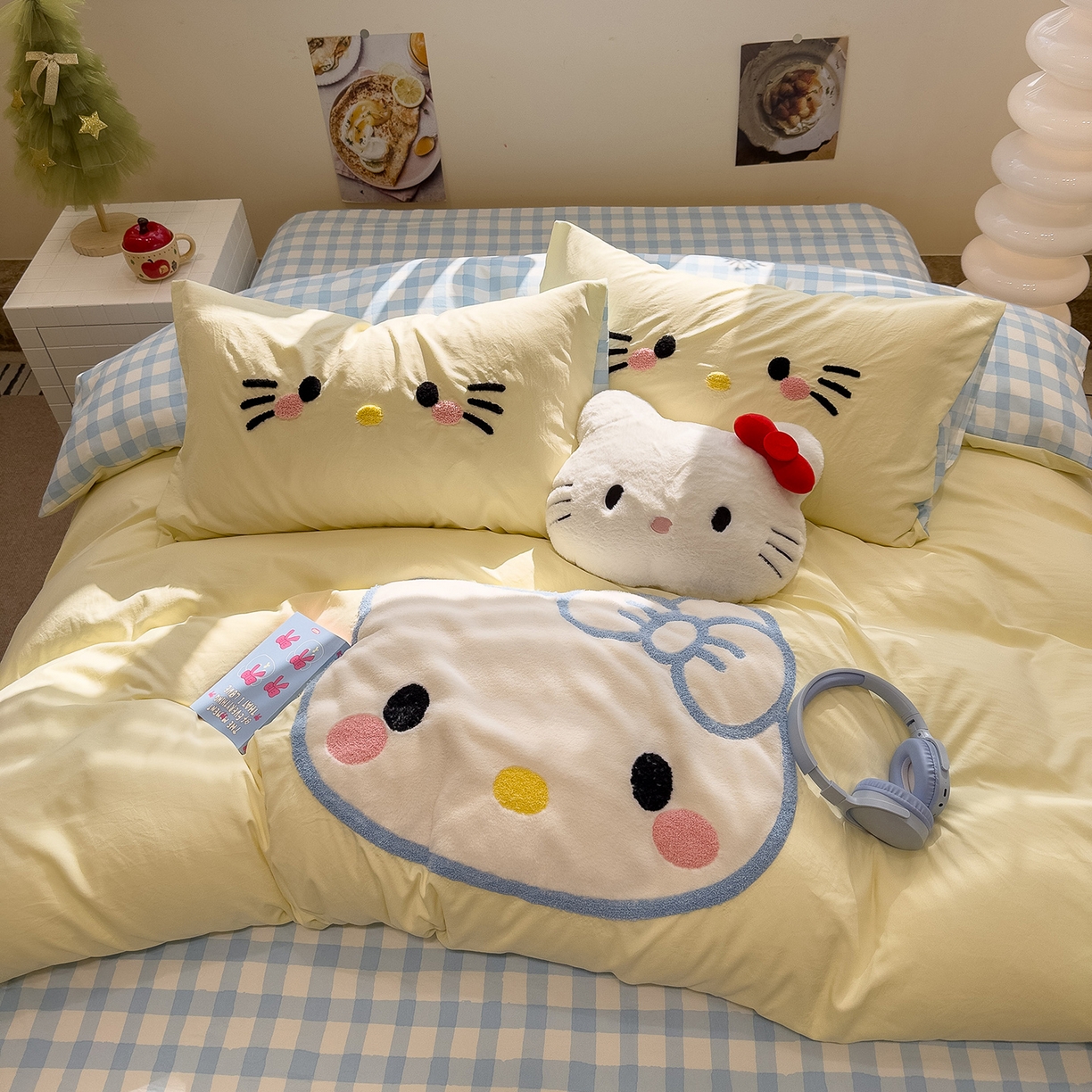 91家纺网 家纺一手货源 找家纺 曼谷家纺 2026年 水洗棉兔毛贴布绣萌小甜四件套被套床单学生双人 萌小甜-芝士兰格