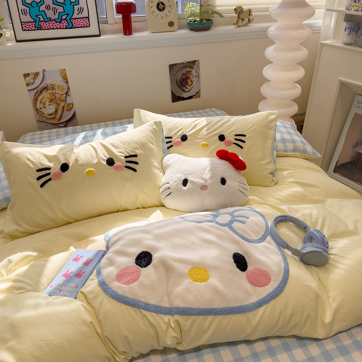 91家纺网 家纺一手货源 找家纺 曼谷家纺 2026年 水洗棉兔毛贴布绣萌小甜四件套被套床单学生双人 萌小甜-芝士兰格