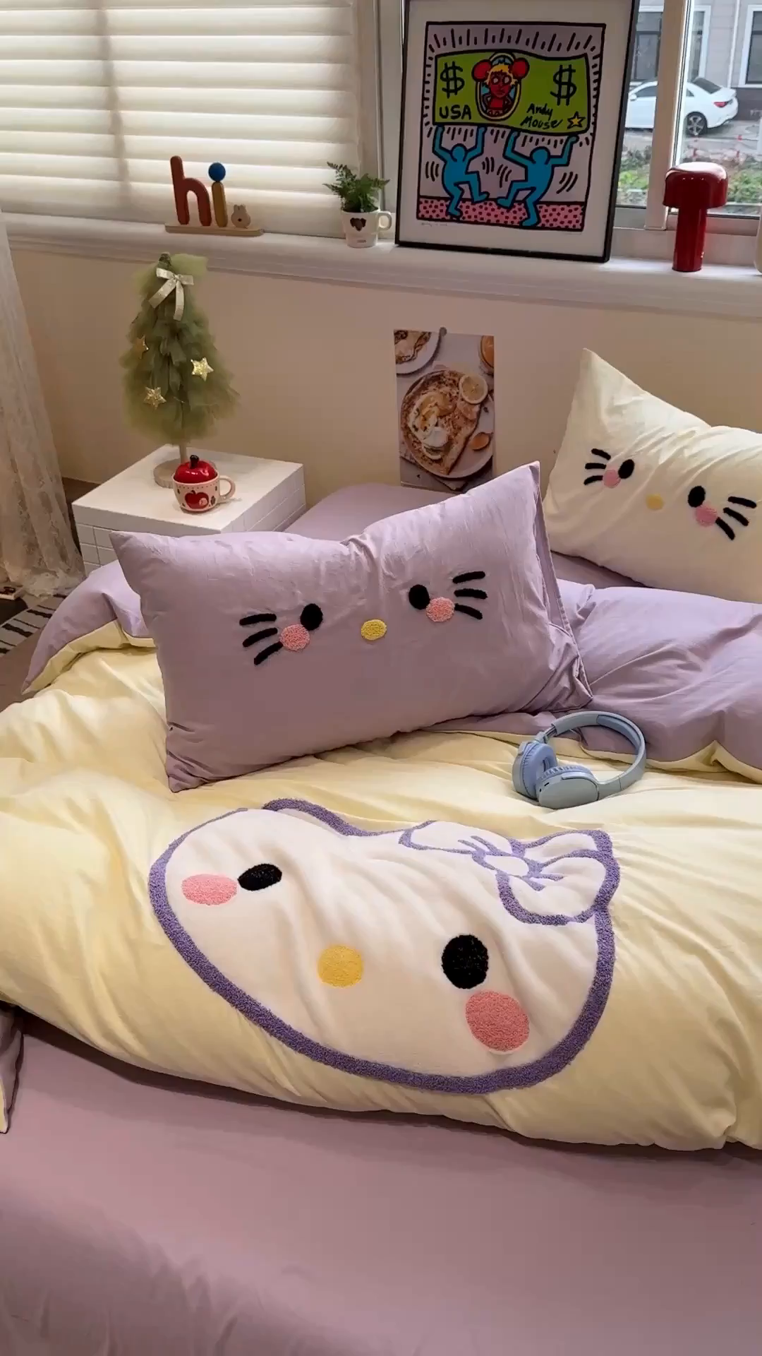 91家纺网 家纺一手货源 找家纺 曼谷家纺 2026年 水洗棉兔毛贴布绣萌小甜四件套被套床单学生双人 萌小甜-芝士紫