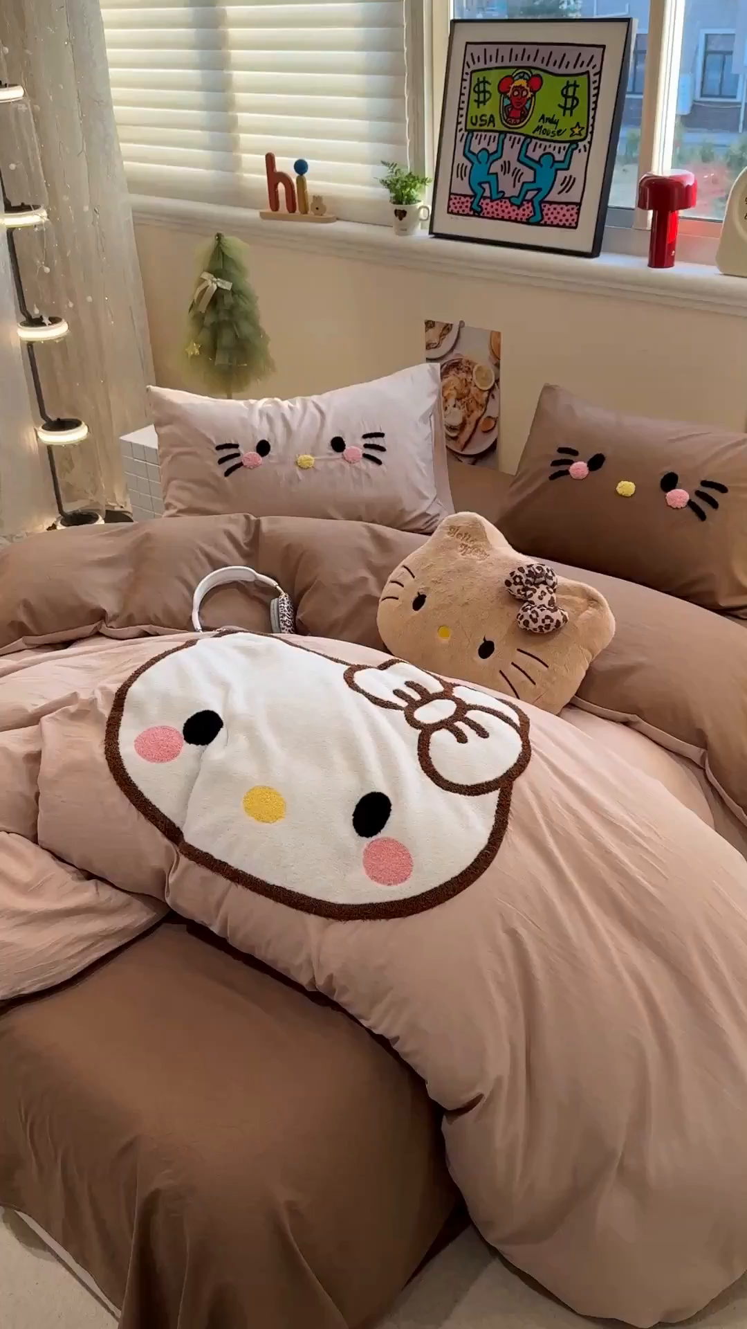 91家纺网 家纺一手货源 找家纺 曼谷家纺 2026年 水洗棉兔毛贴布绣萌小甜四件套被套床单学生双人 萌小甜-奶咖
