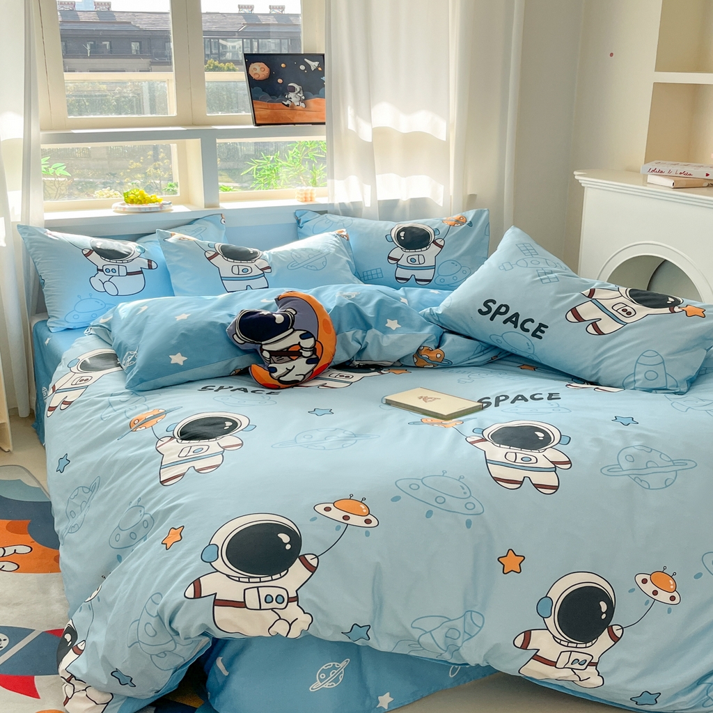 91家纺网 家纺一手货源 找家纺 孩子王家纺 2026新款卡通活性亲全棉纯棉专版太空人恐龙系列四件套 淘气星球