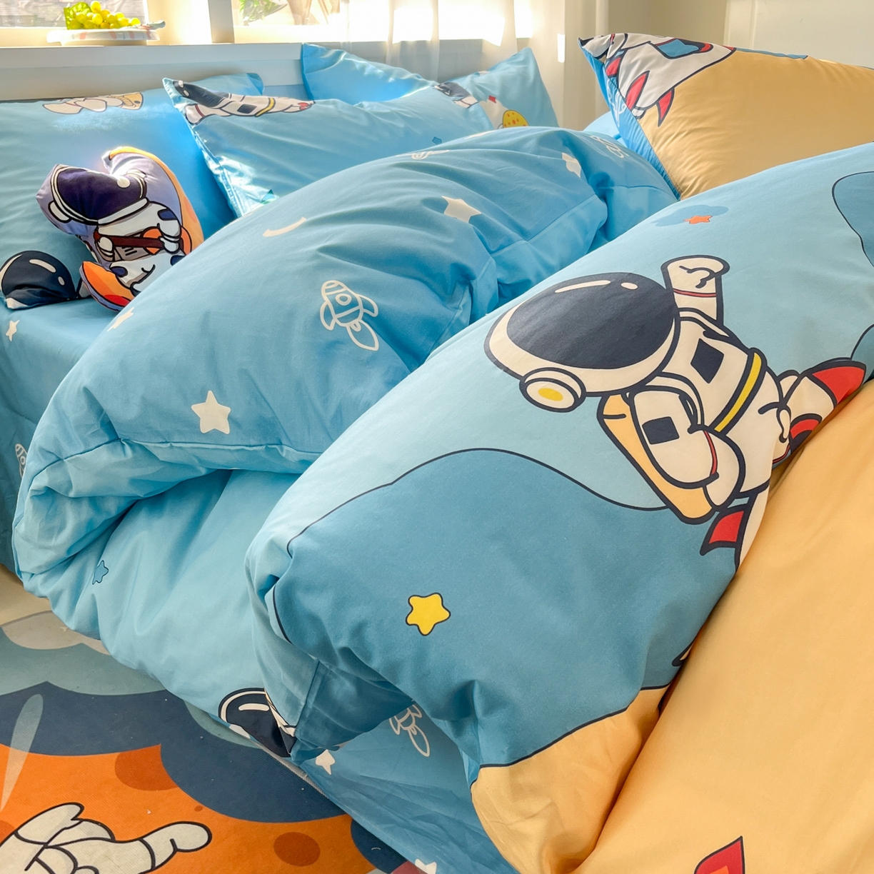 孩子王家纺 2026新款卡通活性亲全棉纯棉专版太空人恐龙系列四件套 奇幻宇宙