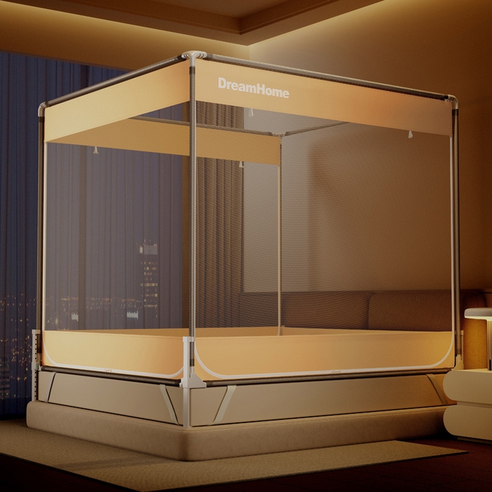 91家纺网 家纺一手货源 找家纺 （总）宅部落 2026新款防摔全底坐床蚊帐-字母