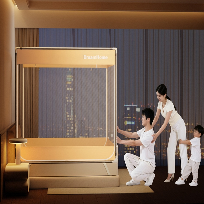 91家纺网 家纺一手货源 找家纺 （总）宅部落 2026新款防摔全底坐床蚊帐-字母