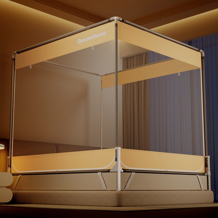 91家纺网 家纺一手货源 找家纺 （总）宅部落 2026新款防摔全底坐床蚊帐-字母