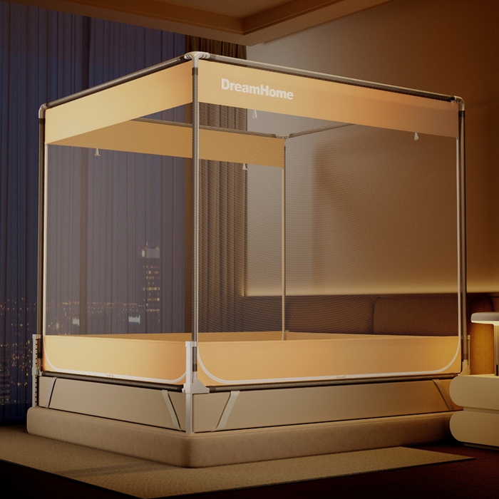 91家纺网 家纺一手货源 找家纺 （总）宅部落 2026新款防摔全底坐床蚊帐-字母