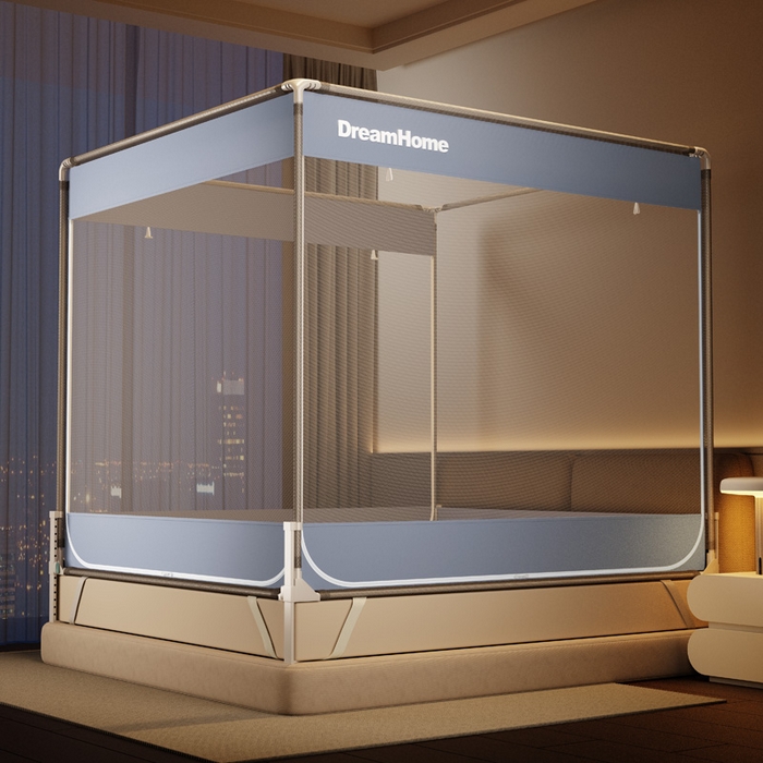 91家纺网 家纺一手货源 找家纺 （总）宅部落 2026新款防摔全底坐床蚊帐-字母