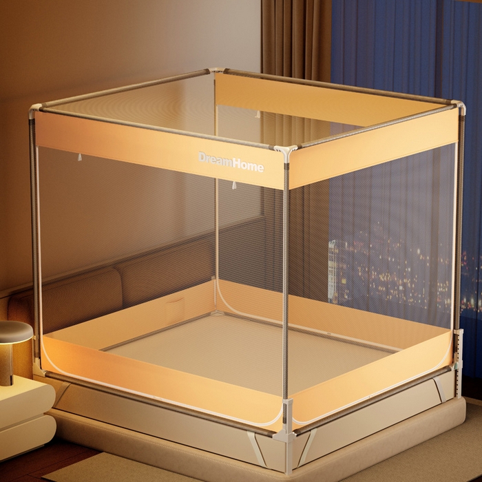 91家纺网 家纺一手货源 找家纺 （总）宅部落 2026新款防摔全底坐床蚊帐-字母