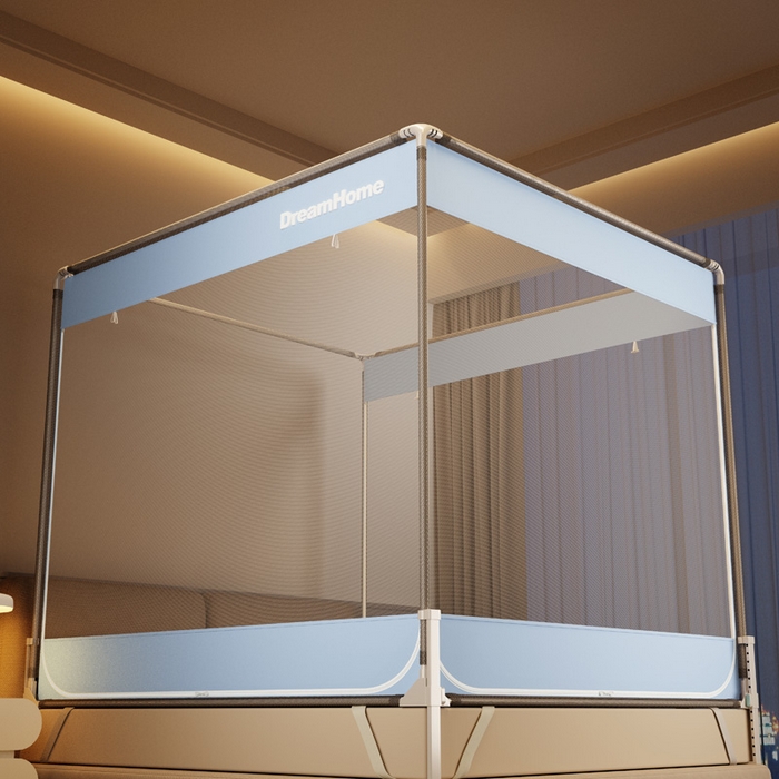 91家纺网 家纺一手货源 找家纺 宅部落 2026新款防摔全底坐床蚊帐-字母 字母-天蓝色