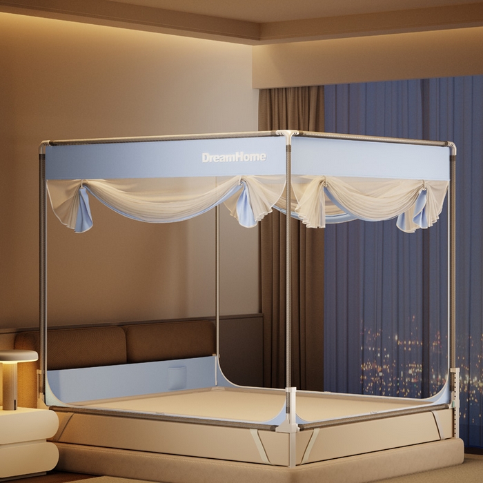 91家纺网 家纺一手货源 找家纺 宅部落 2026新款防摔全底坐床蚊帐-字母 字母-天蓝色