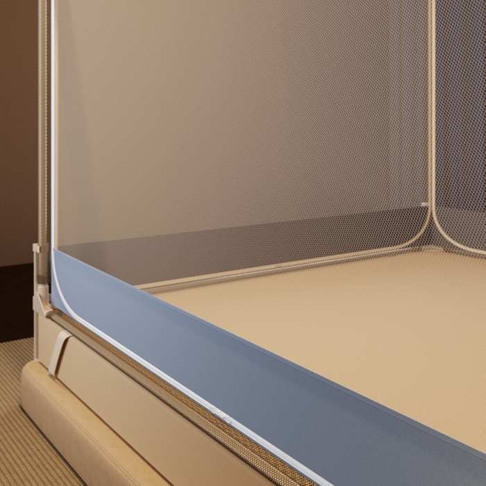 91家纺网 家纺一手货源 找家纺 宅部落 2026新款防摔全底坐床蚊帐-字母 字母-蓝灰色