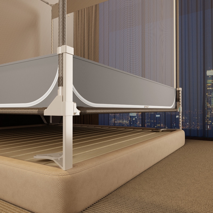 91家纺网 家纺一手货源 找家纺 宅部落 2026新款防摔全底坐床蚊帐-字母 字母-高级灰