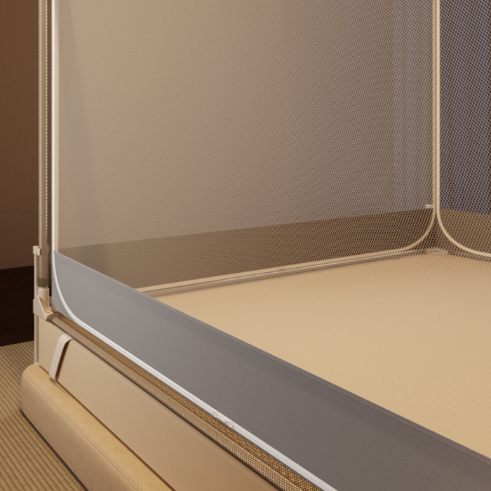 91家纺网 家纺一手货源 找家纺 宅部落 2026新款防摔全底坐床蚊帐-字母 字母-高级灰