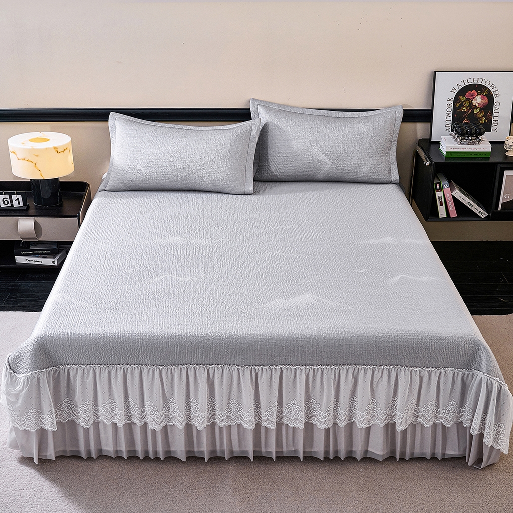 91家纺网 家纺一手货源 找家纺 梵克保罗 2026新款A类凉感豆豆席床单款凉席席子-岚光山色 床单款-岚光山色灰