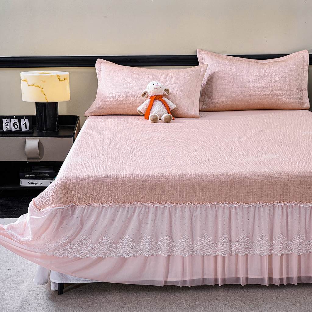 91家纺网 家纺一手货源 找家纺 梵克保罗 2026新款A类凉感豆豆席床单款凉席席子-岚光山色 床单款-岚光山色粉