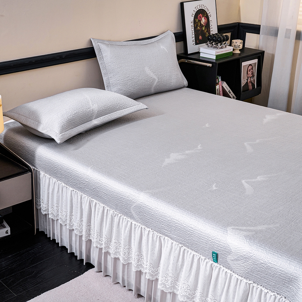 91家纺网 家纺一手货源 找家纺 梵克保罗 2026新款A类凉感豆豆席床单款凉席席子-岚光山色 床单款-岚光山色灰