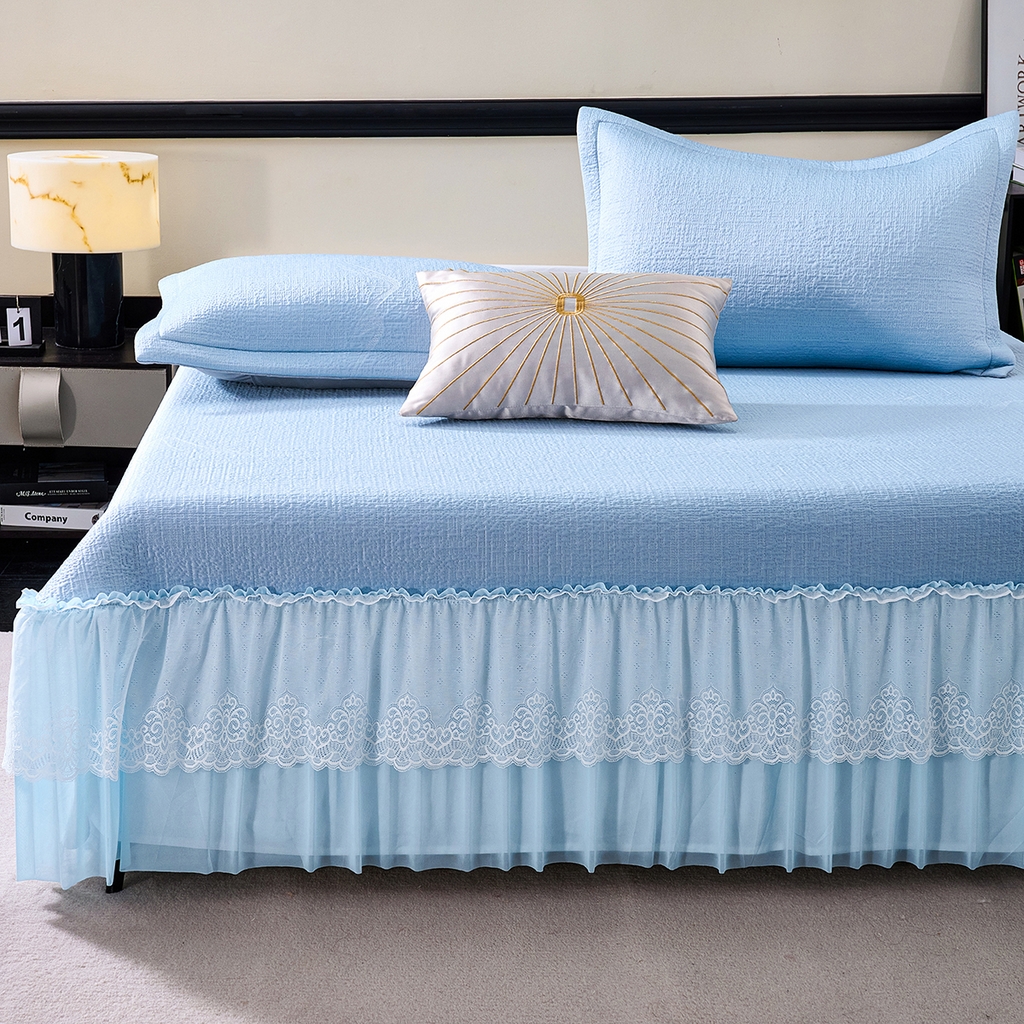 91家纺网 家纺一手货源 找家纺 梵克保罗 2026新款A类凉感豆豆席床单款凉席席子-岚光山色 床单款-岚光山色蓝