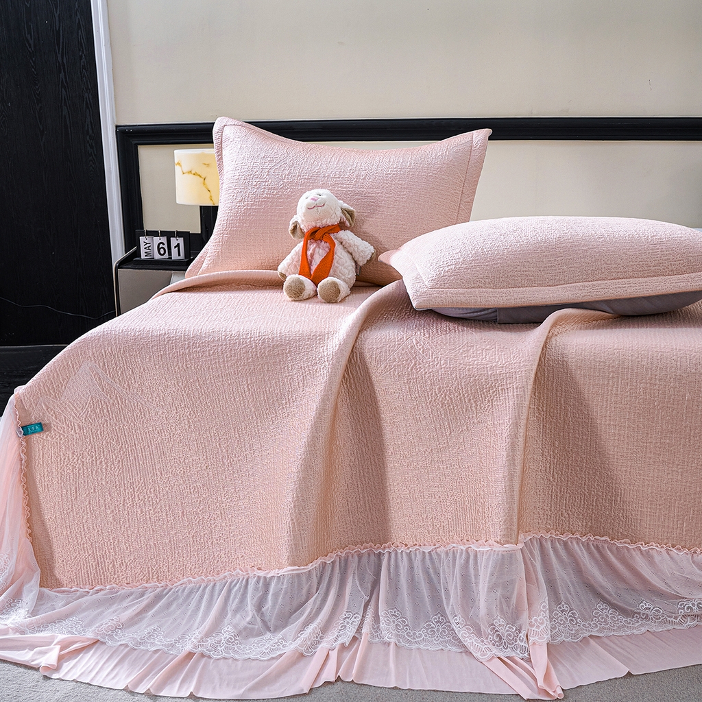 91家纺网 家纺一手货源 找家纺 梵克保罗 2026新款A类凉感豆豆席床单款凉席席子-岚光山色 床单款-岚光山色粉