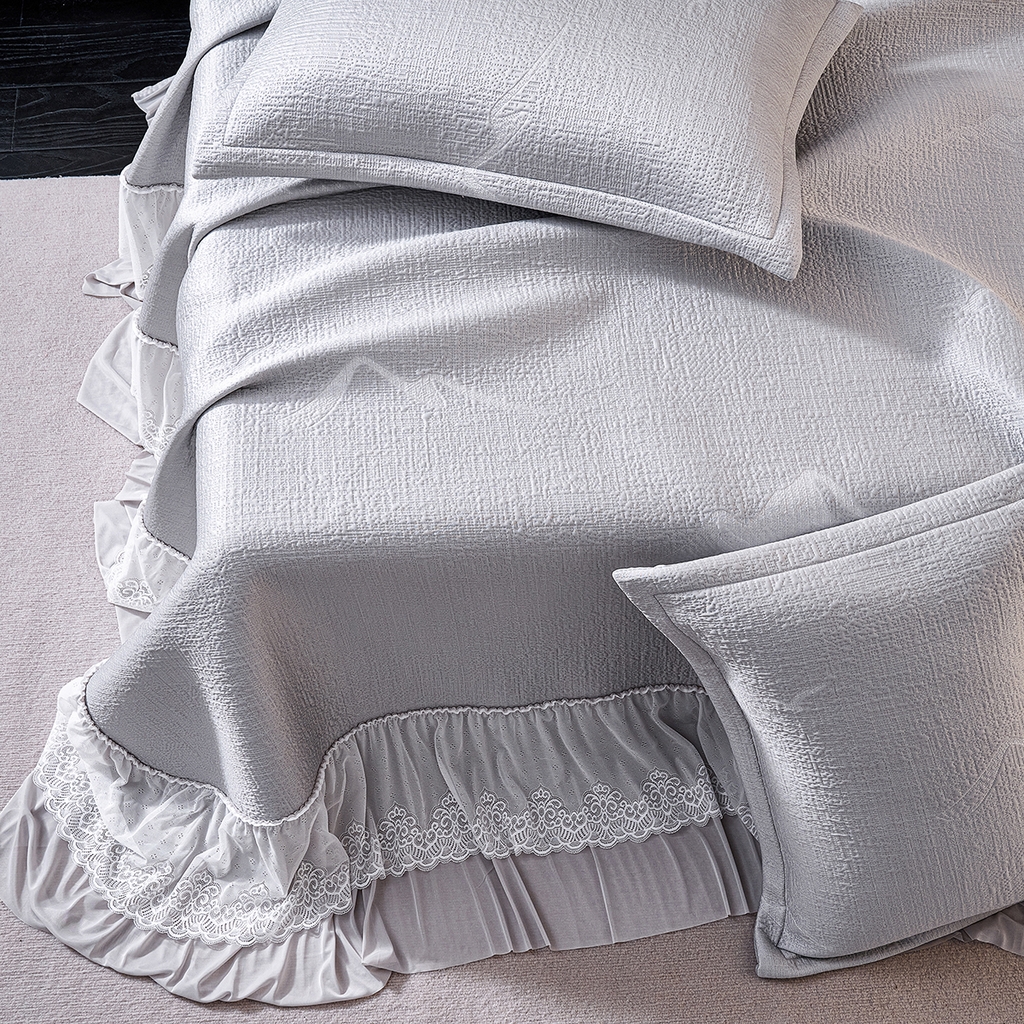 91家纺网 家纺一手货源 找家纺 梵克保罗 2026新款A类凉感豆豆席床单款凉席席子-岚光山色 床单款-岚光山色灰