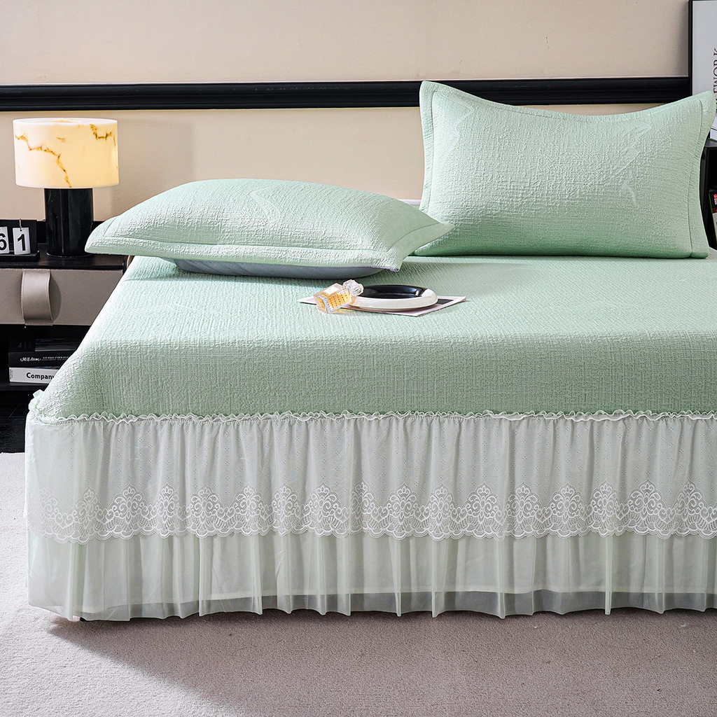 91家纺网 家纺一手货源 找家纺 梵克保罗 2026新款A类凉感豆豆席床单款凉席席子-岚光山色 床单款-岚光山色绿