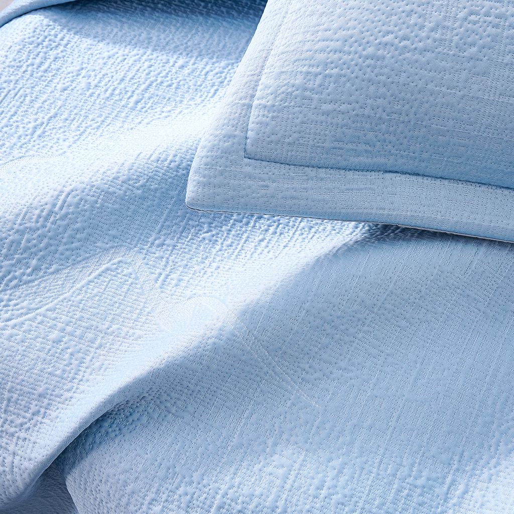 91家纺网 家纺一手货源 找家纺 梵克保罗 2026新款A类凉感豆豆席床单款凉席席子-岚光山色 床单款-岚光山色蓝