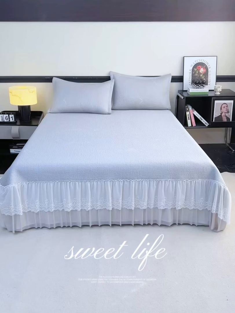 91家纺网 家纺一手货源 找家纺 梵克保罗 2026新款A类凉感豆豆席床单款凉席席子-岚光山色 床单款-岚光山色灰