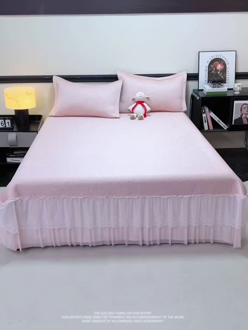 91家纺网 家纺一手货源 找家纺 梵克保罗 2026新款A类凉感豆豆席床单款凉席席子-岚光山色 床单款-岚光山色粉