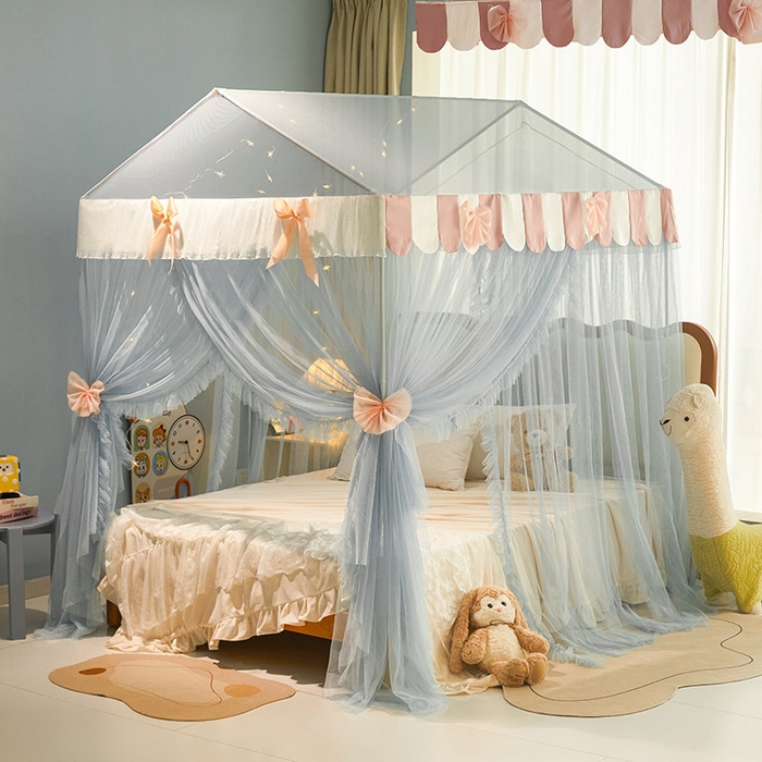 91家纺网 家纺一手货源 找家纺 （总）富莱星蚊帐 2026春夏新款坐床支架落地蚊帐小房子-甜美公主