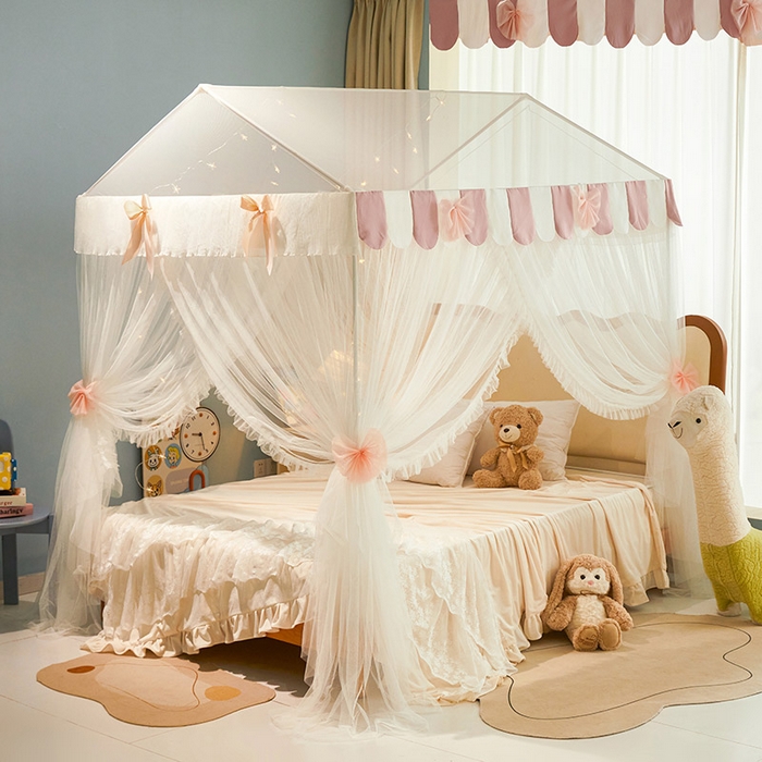 91家纺网 家纺一手货源 找家纺 （总）富莱星蚊帐 2026春夏新款坐床支架落地蚊帐小房子-甜美公主