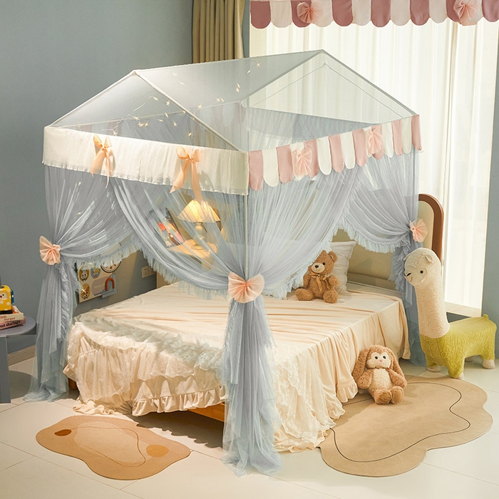 91家纺网 家纺一手货源 找家纺 （总）富莱星蚊帐 2026春夏新款坐床支架落地蚊帐小房子-甜美公主