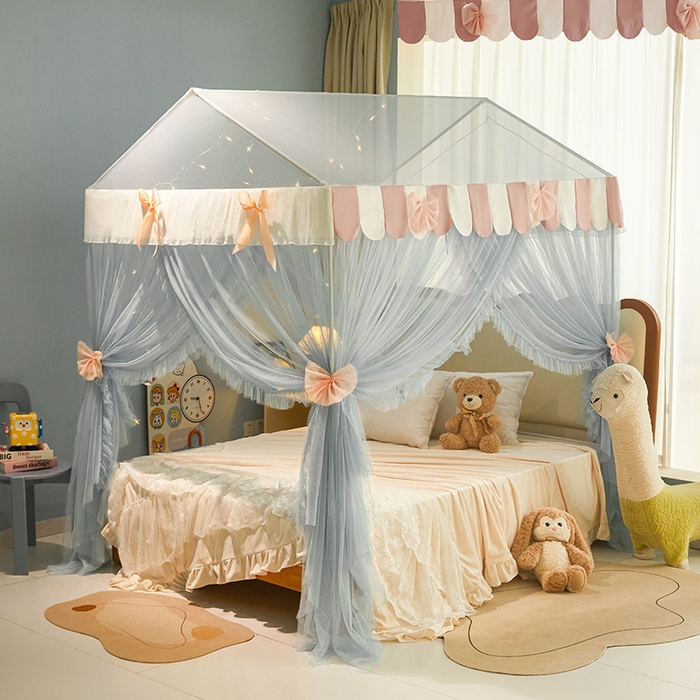 91家纺网 家纺一手货源 找家纺 （总）富莱星蚊帐 2026春夏新款坐床支架落地蚊帐小房子-甜美公主