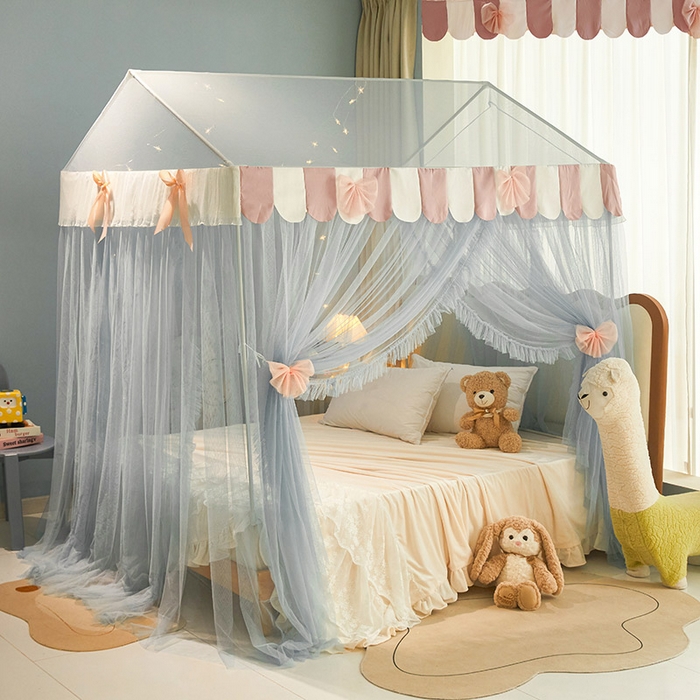 91家纺网 家纺一手货源 找家纺 （总）富莱星蚊帐 2026春夏新款坐床支架落地蚊帐小房子-甜美公主