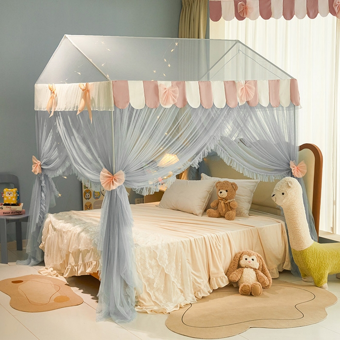 91家纺网 家纺一手货源 找家纺 （总）富莱星蚊帐 2026春夏新款坐床支架落地蚊帐小房子-甜美公主