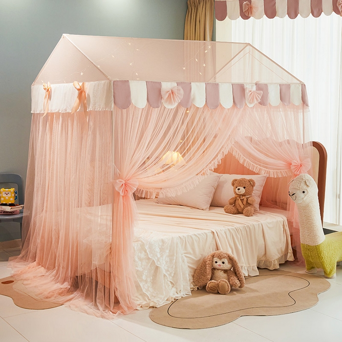 91家纺网 家纺一手货源 找家纺 富莱星蚊帐 2026春夏新款坐床支架落地蚊帐小房子-甜美公主 甜美公主-玉