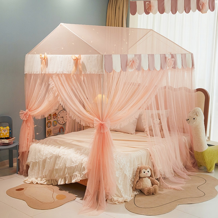 91家纺网 家纺一手货源 找家纺 富莱星蚊帐 2026春夏新款坐床支架落地蚊帐小房子-甜美公主 甜美公主-玉