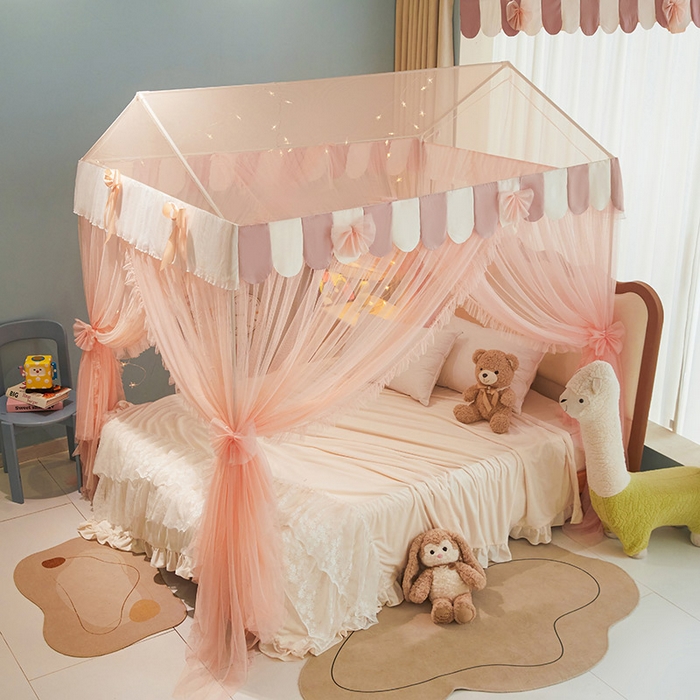 91家纺网 家纺一手货源 找家纺 富莱星蚊帐 2026春夏新款坐床支架落地蚊帐小房子-甜美公主 甜美公主-玉