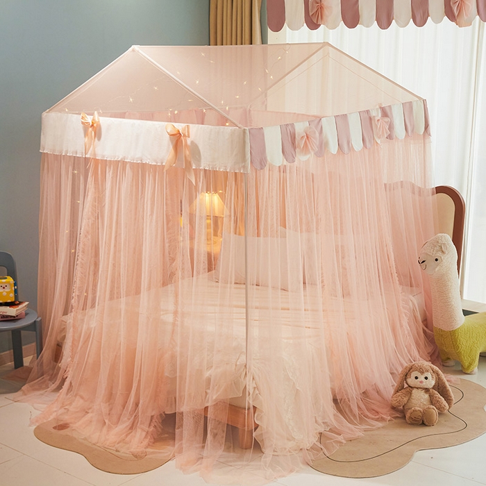 91家纺网 家纺一手货源 找家纺 富莱星蚊帐 2026春夏新款坐床支架落地蚊帐小房子-甜美公主 甜美公主-玉